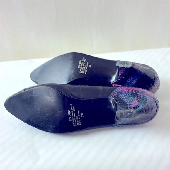 A J Valenci Pumps Leather & Snakeskin 7W - Picture 5 of 8